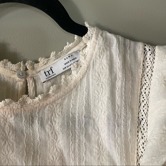 Zara Ecru lace top with tie - Picture 3 of 4